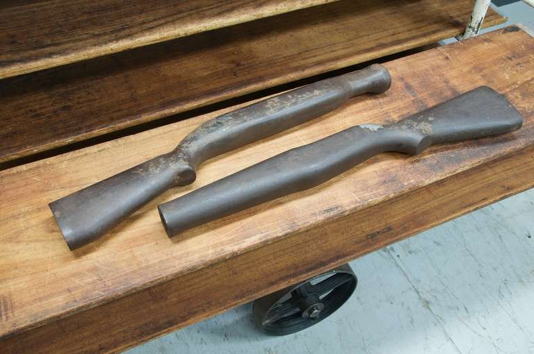 1930s Vintage Solid Cast Iron Sachs Carbine Rifle Gun Molds Industrial Factory In Fair Condition For Sale In Hyattsville, MD