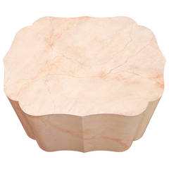 Regency Faux Marble Scalloped Sculptural Pedestal Table 4