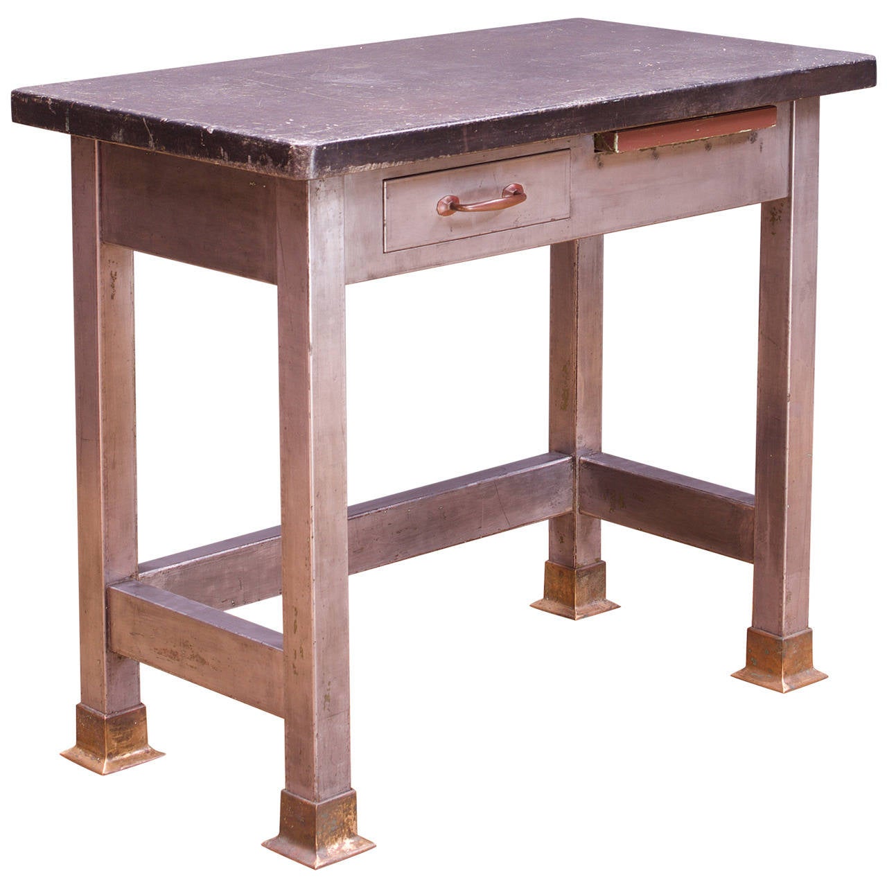 Victorian Soapstone Laboratory Writing Desk Bohemian Rustic Farmhouse Steel Fire