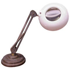 Vintage OC White Illuminating Eye Magnifying Industrial Desk Work Lamp