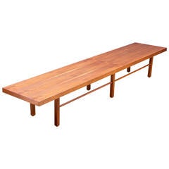 Low and Monumental Milo Baughman Walnut Coffee Table Bench