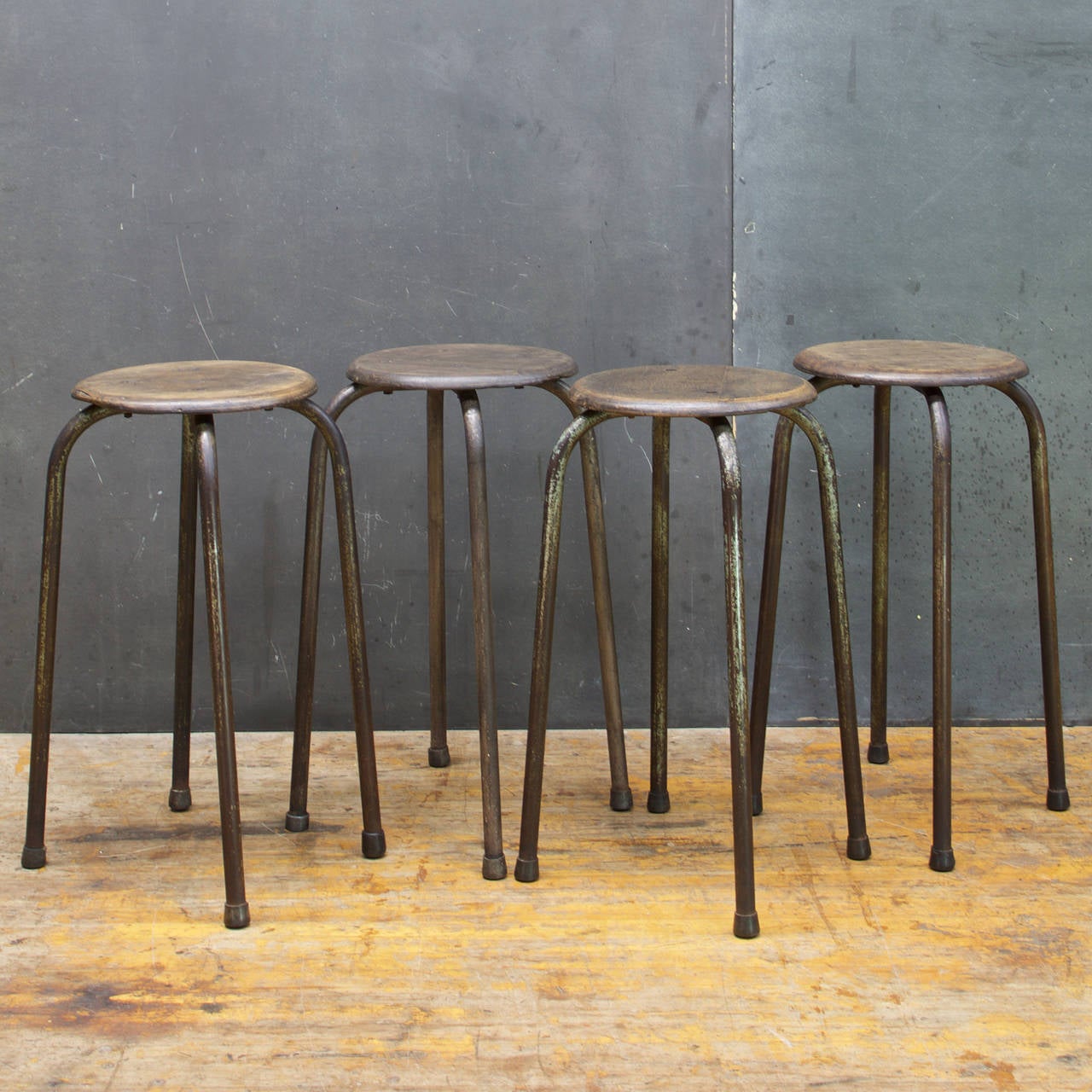 Norwegian 1950s French Industrial Painters High Stools