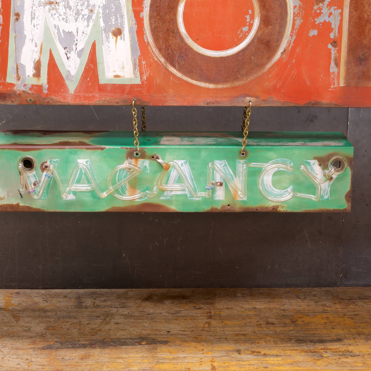 Enameled Monumental 1930s Hand-Painted Saltwash Motel and Vacancy Neon Sign