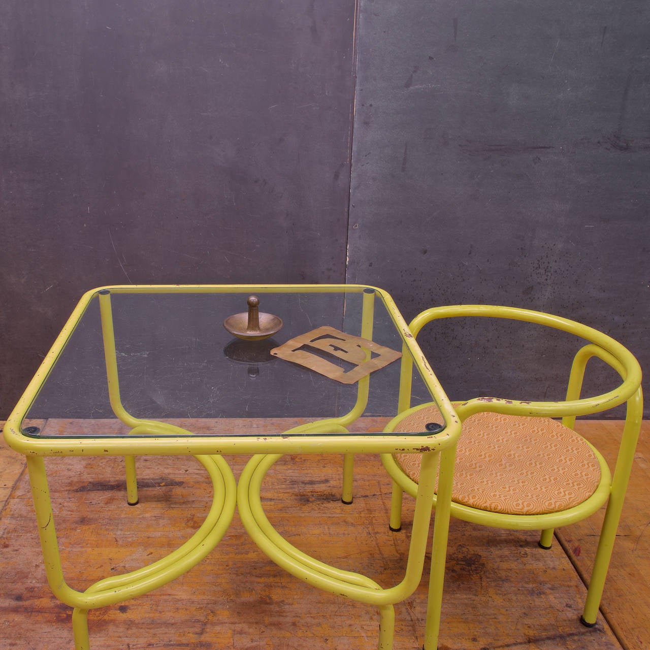 Italian Rare Gae Aulenti Locus Solus Table Chair mfg' by Poltronova