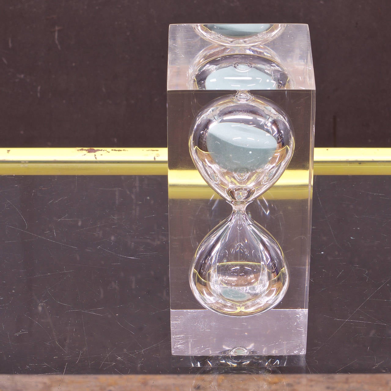 Hollywood Regency 1970s Large Lucite Hourglass