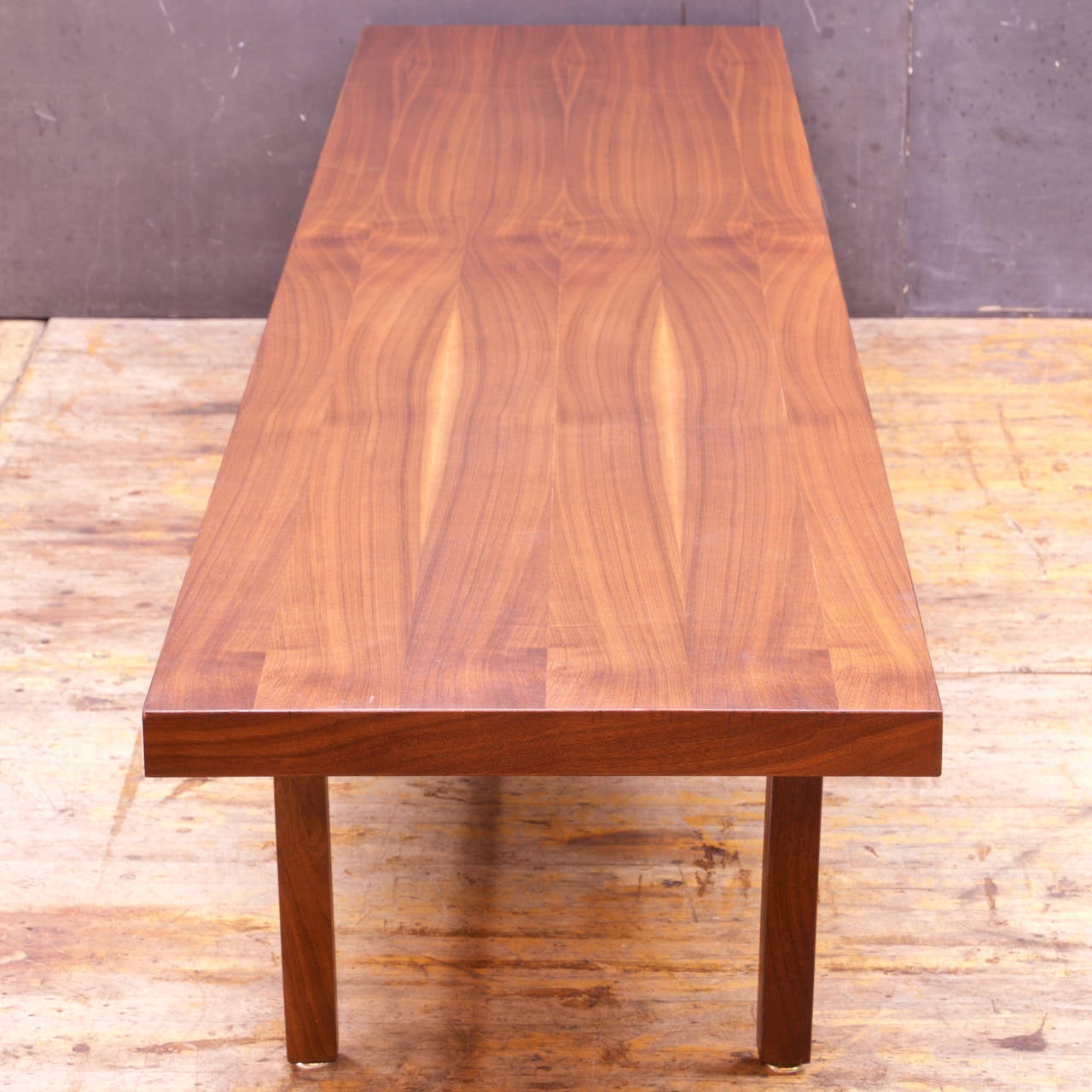 Low and Monumental Milo Baughman Walnut Coffee Table Bench In Good Condition In Hyattsville, MD