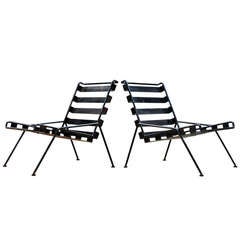 Unknown Craftsman One-Off Rod & Belt Steel Lounge Chairs