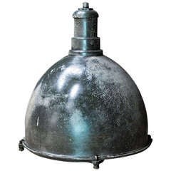 1930s Industrial Westinghouse Factory Pendant Bell Lamp with Glass Lens