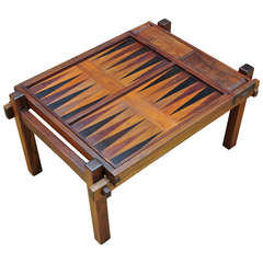 Danish Teak Game Table Backgammon Chess