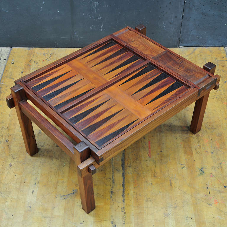 Denmark, c.1960s. Rare Vintage Modern Danish Teak Gaming Table, Chess and Backgammon Boards. Some Light Staining and Wear to boards. Overall Very Good Vintage Condition. No Makers Marks.

W: 31¼ D: 22¼ H: 16 in.