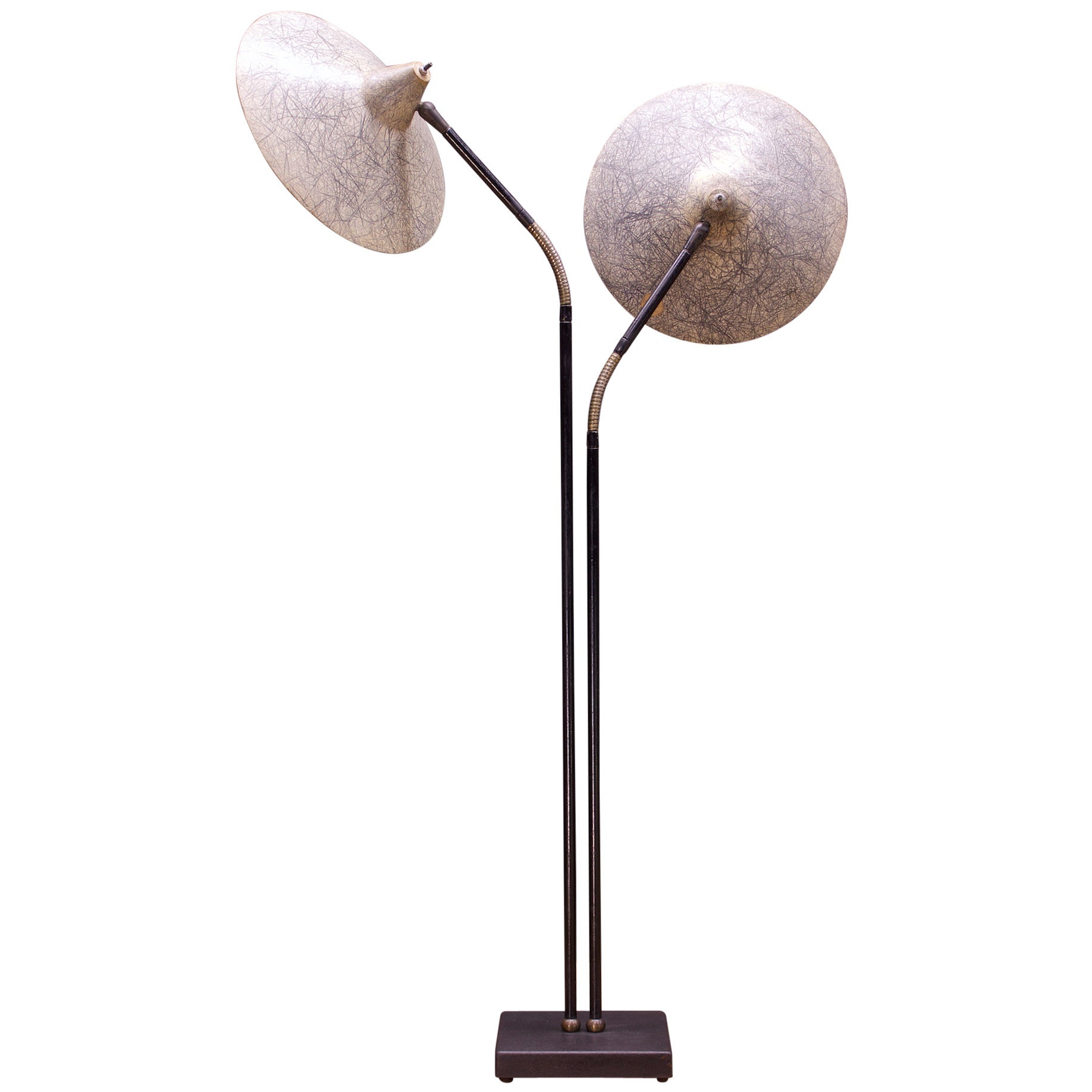 Lampe à double abat-jour en fibre de verre de style Grossman Bobrick Geller du MOMA, milieu du siècle dernier