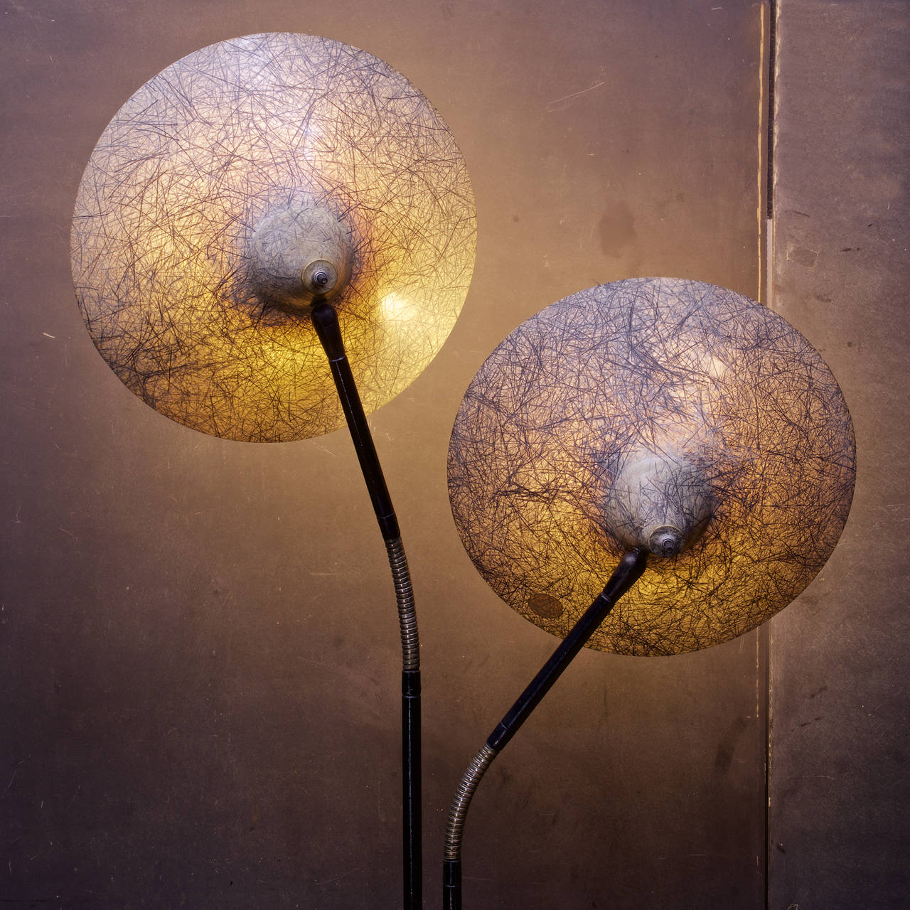 Double Shade Fiberglass Lamp Style of Grossman Bobrick Geller MOMA Mid-Century For Sale at 1stDibs | glass lamp, fiberglass shades