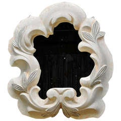1960's Vintage Carved French Plaster Floral Wall Mirror