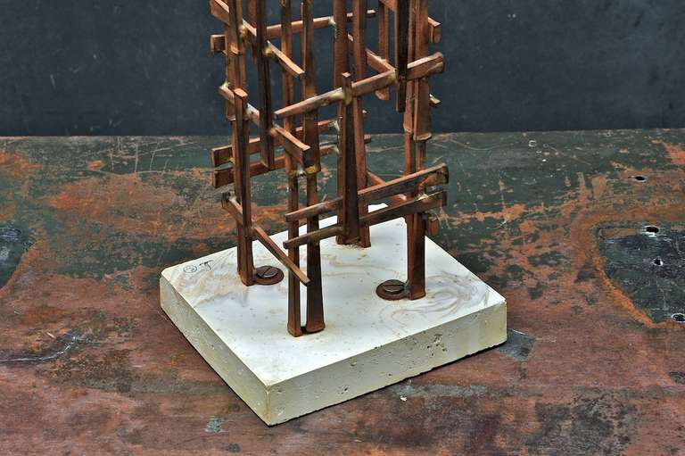 American Mid-Century Skyscraper Iron Spike Masonry Nail Tower Sculpture For Sale