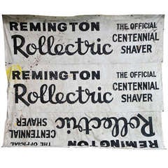 Vintage 1960s Graphical Canvas Advertising Banner Sign Remington Rollectric