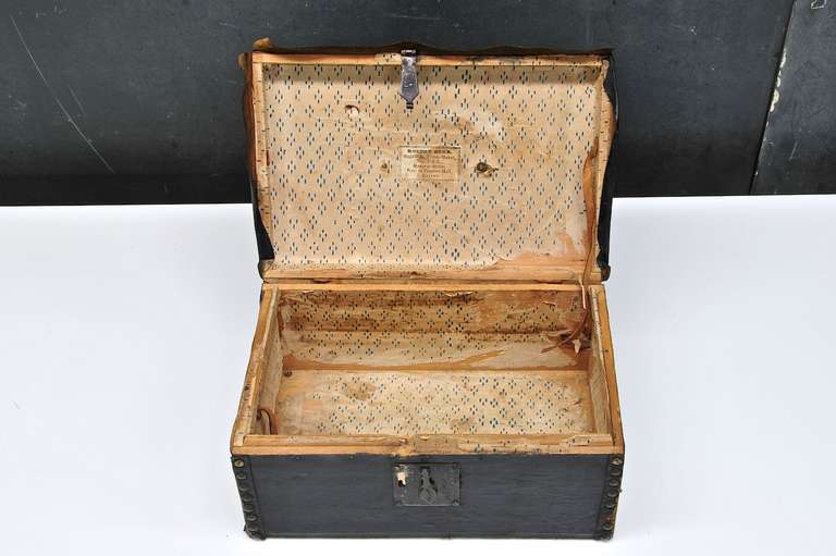 Brass 1810s Federal Period Leather Document Box by Robert Burr