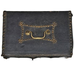 1810s Federal Period Leather Document Box by Robert Burr