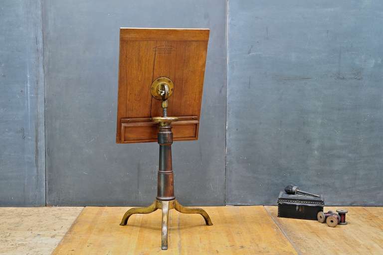 American 1870s Victorian Wood Cast Iron Drafting Table Podium Stand Desk