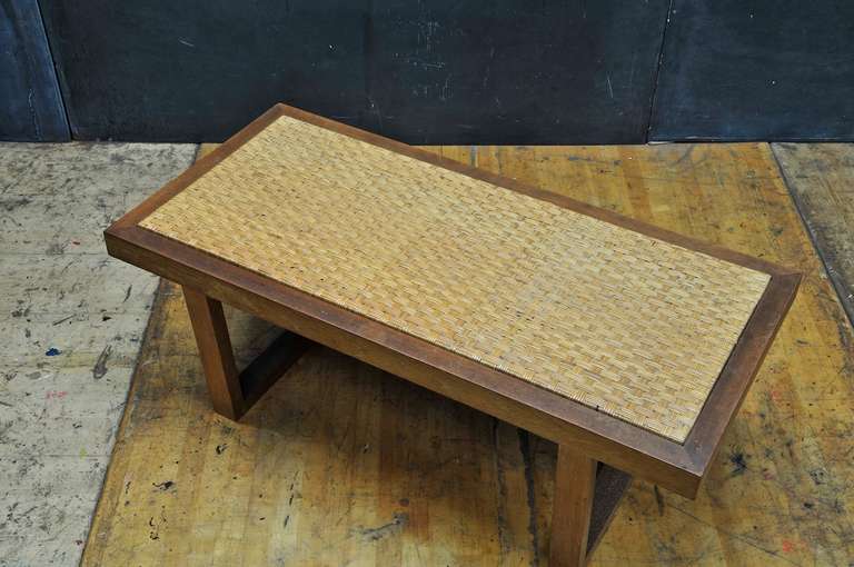 American Mid-Century Craftsman Cane Woven Walnut Benches