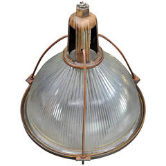 Monumental 1910s Vintage Industrial Holophane Warehouse Pendant Light 6