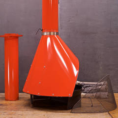 1970s Free-Standing Preway Kiva Orange Freestanding Fireplace