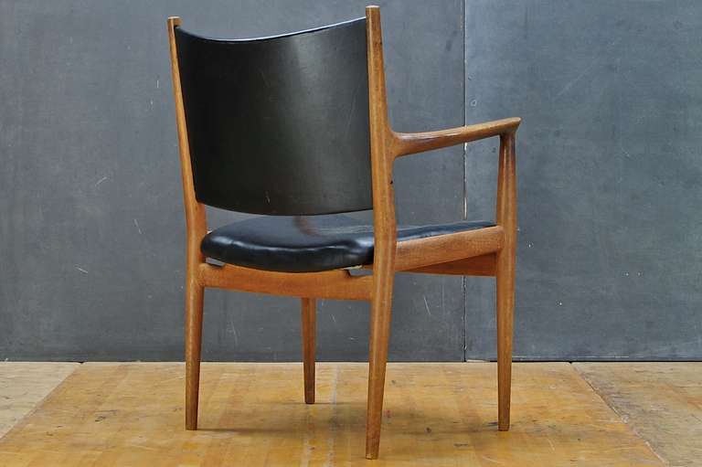 1960s Danish Hans Wegner Leather Oak JH-513 Conference Armchair