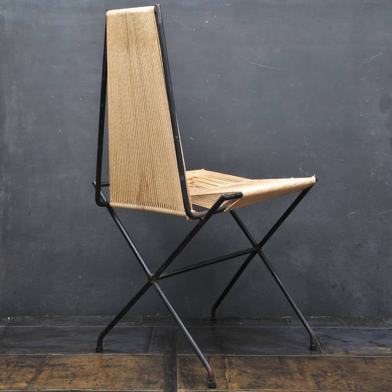 American Rare Low Production Iron Rod String Chair by Detroit Modernist Architect