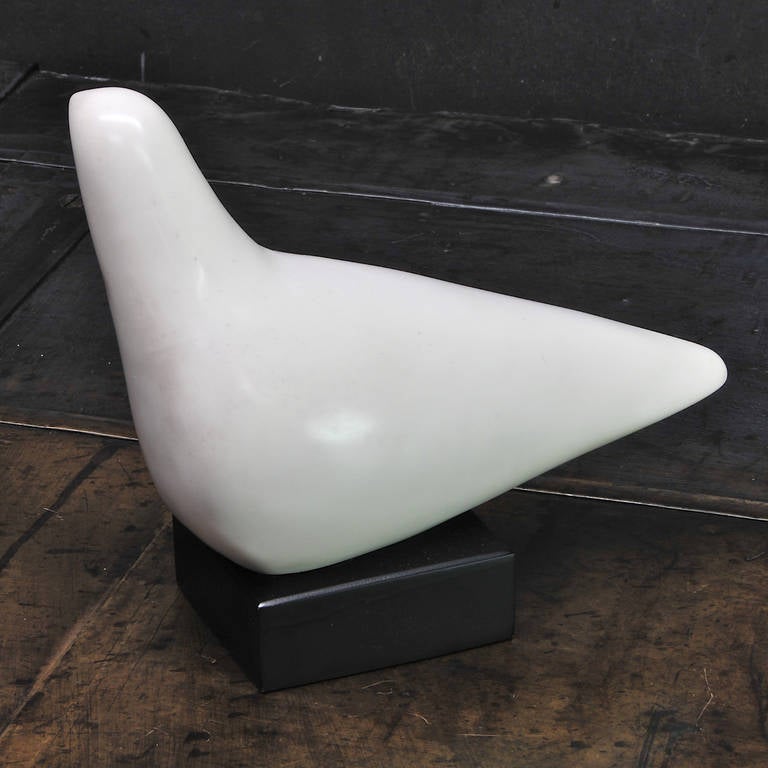 American Modernist Abstract Bird Dove Form White Sculpture