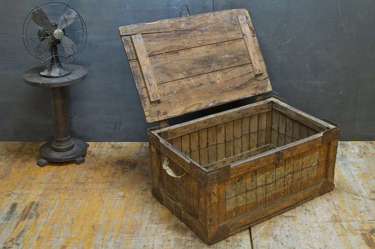 20th Century 1920's Hand Made Painted Wood Bread Delivery Bakery Factory Box