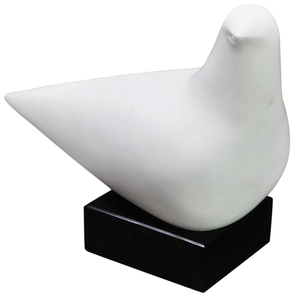 Modernist Abstract Bird Dove Form White Sculpture