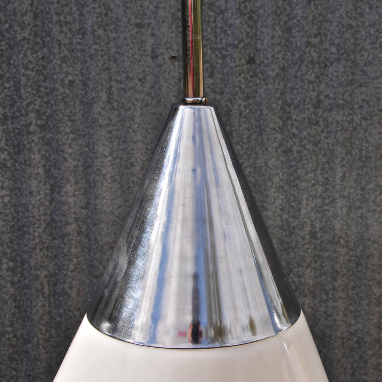 Early 20th Century 1920s Monumental Eisenberg Milk Glass Diner Pendant Light