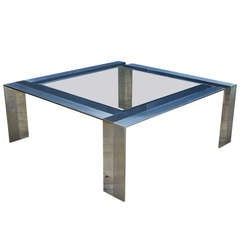 1960's Paul Evans Cityscape Style Polished Brushed Stainless Steel Coffee Table