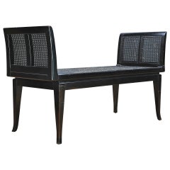 1960s Black Cane Bench Settee