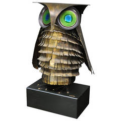 60s Owl Brass Enamel Sculpture Curtis Freiler Jerry Fels C Jere Artisan House