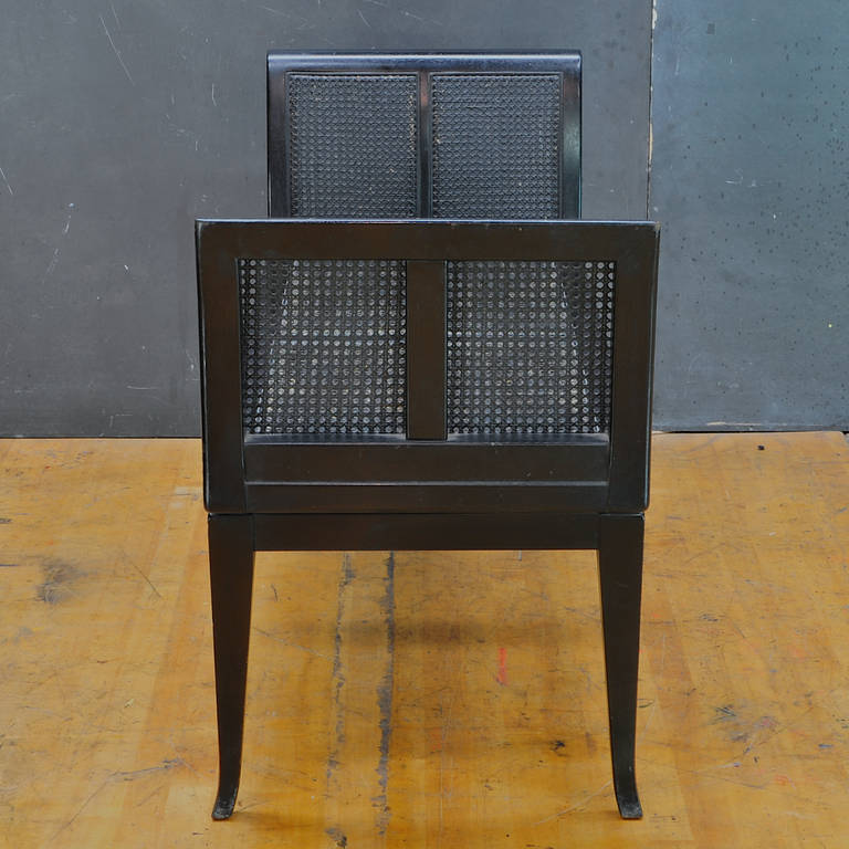 American 1960s Black Cane Bench Settee