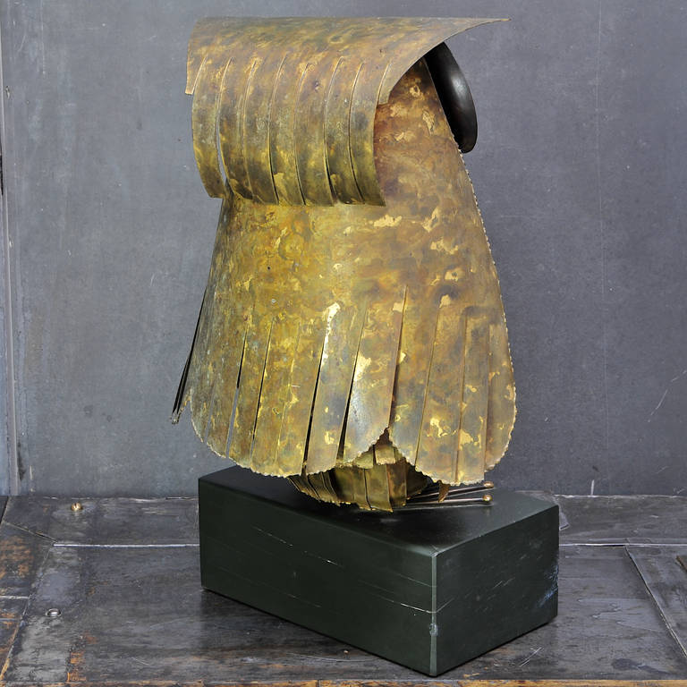 American 60s Owl Brass Enamel Sculpture Curtis Freiler Jerry Fels C Jere Artisan House