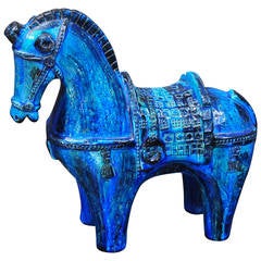 Monumental cheval italien:: 1960 Aldo Londi for Bitossi Art Pottery Sculpture