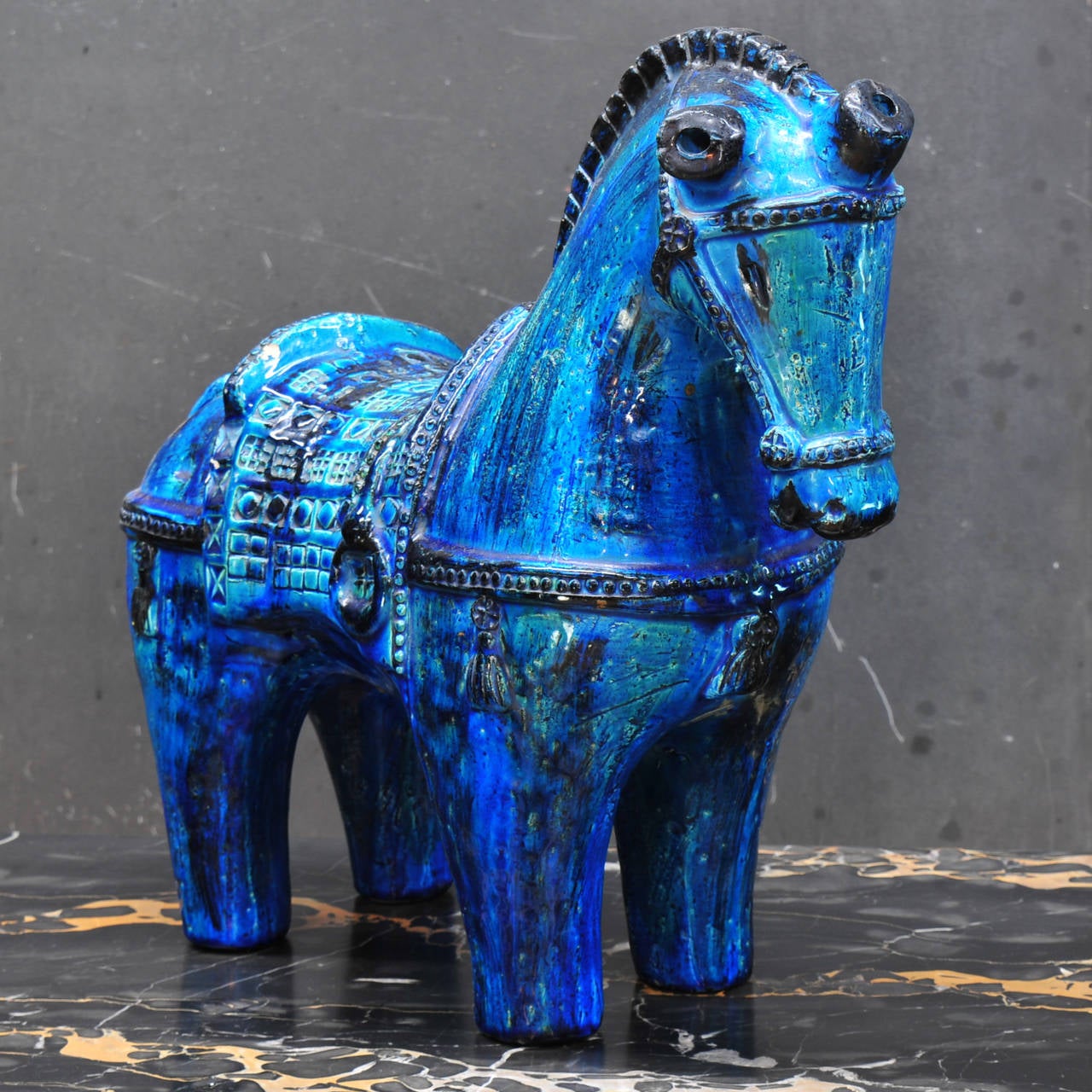 Mid-Century Modern Monumental Italian, 1960s Aldo Londi for Bitossi Art Pottery Horse Sculpture