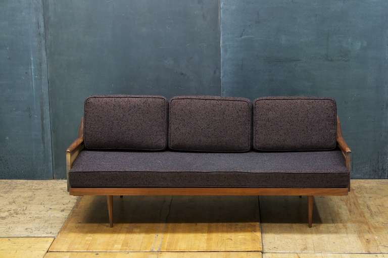 Vintage 1960's Mid-Century Craftsman Walnut & Cane Daybed 1