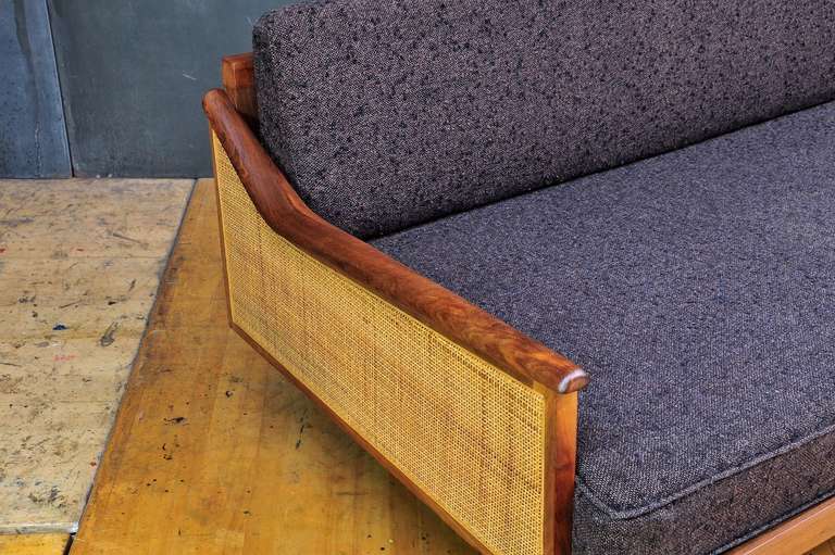 Mid-Century Modern Vintage 1960's Mid-Century Craftsman Walnut & Cane Daybed