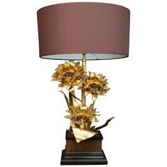 1960s 'Sunflower' Brass Table Lamp by Maison FlorArt