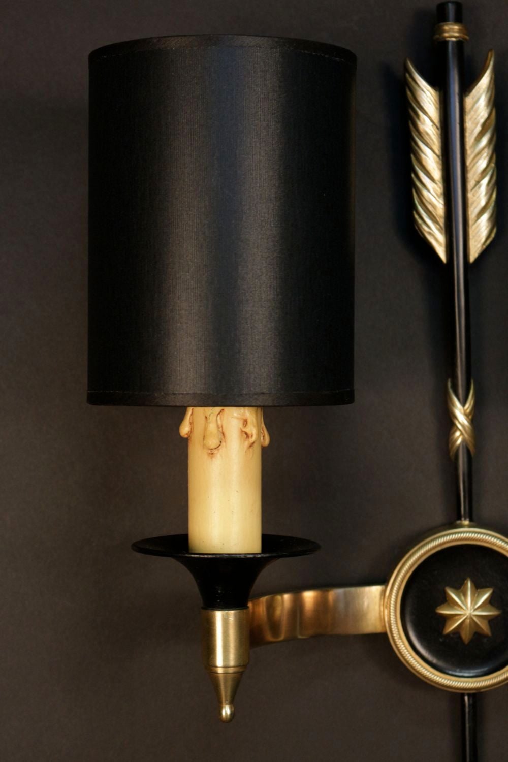 Pair of 1950s 'Arrow' Neoclassical Sconces by Maison Arlus In Good Condition In Saint-Ouen, FR