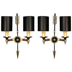 Pair of 1950s 'Arrow' Neoclassical Sconces by Maison Arlus