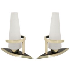 Pair of 1950's night table lamps "Voilier" by Maison Arlus