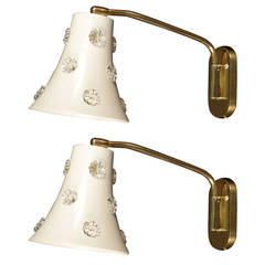 Pair of 1950s 'Daisies' Sconces Attributed to Maison Stilnovo