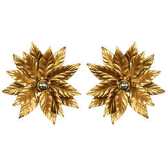 Large Pair of 1960s 'Foliage' Sconces by Maison FlorArt