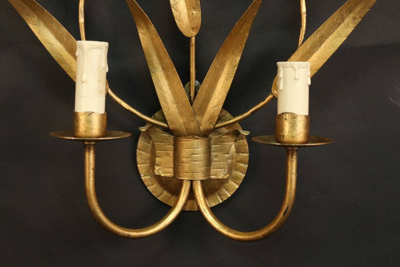 French Pair of 1960s 'Foliage' Sconces by Maison FlorArt