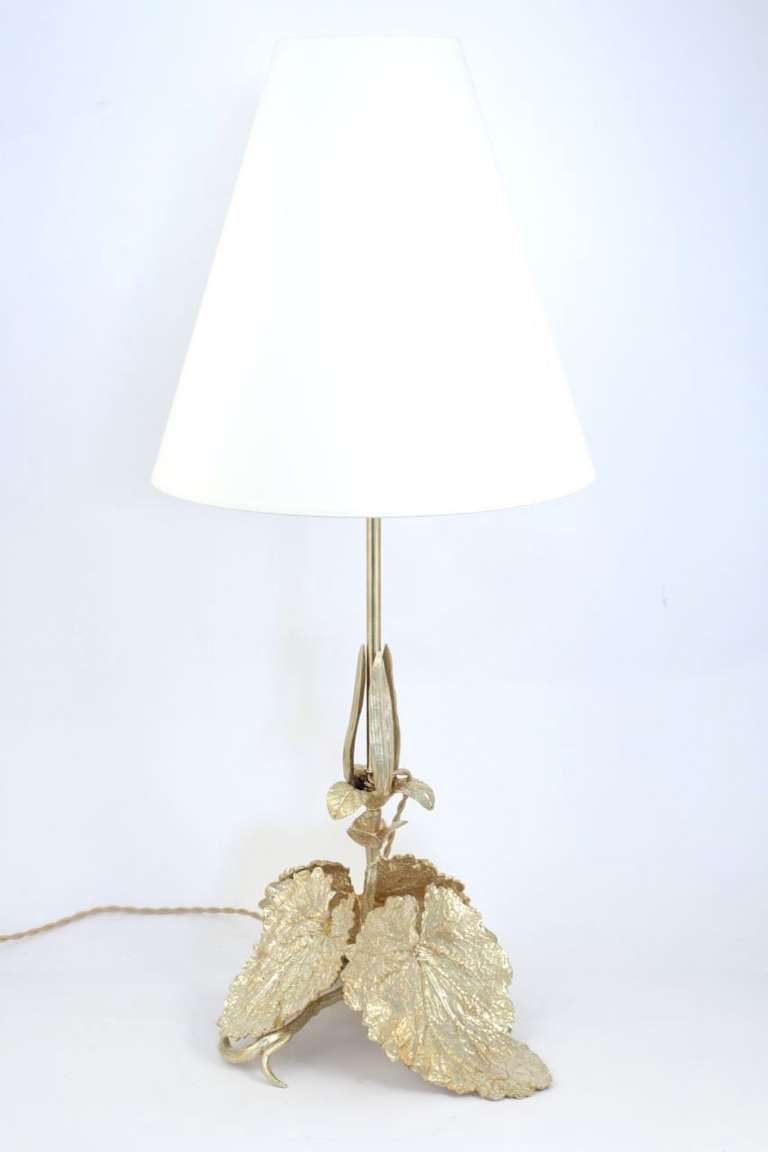 Pair of 1930s Vine Leaf Bronze Table Lamp