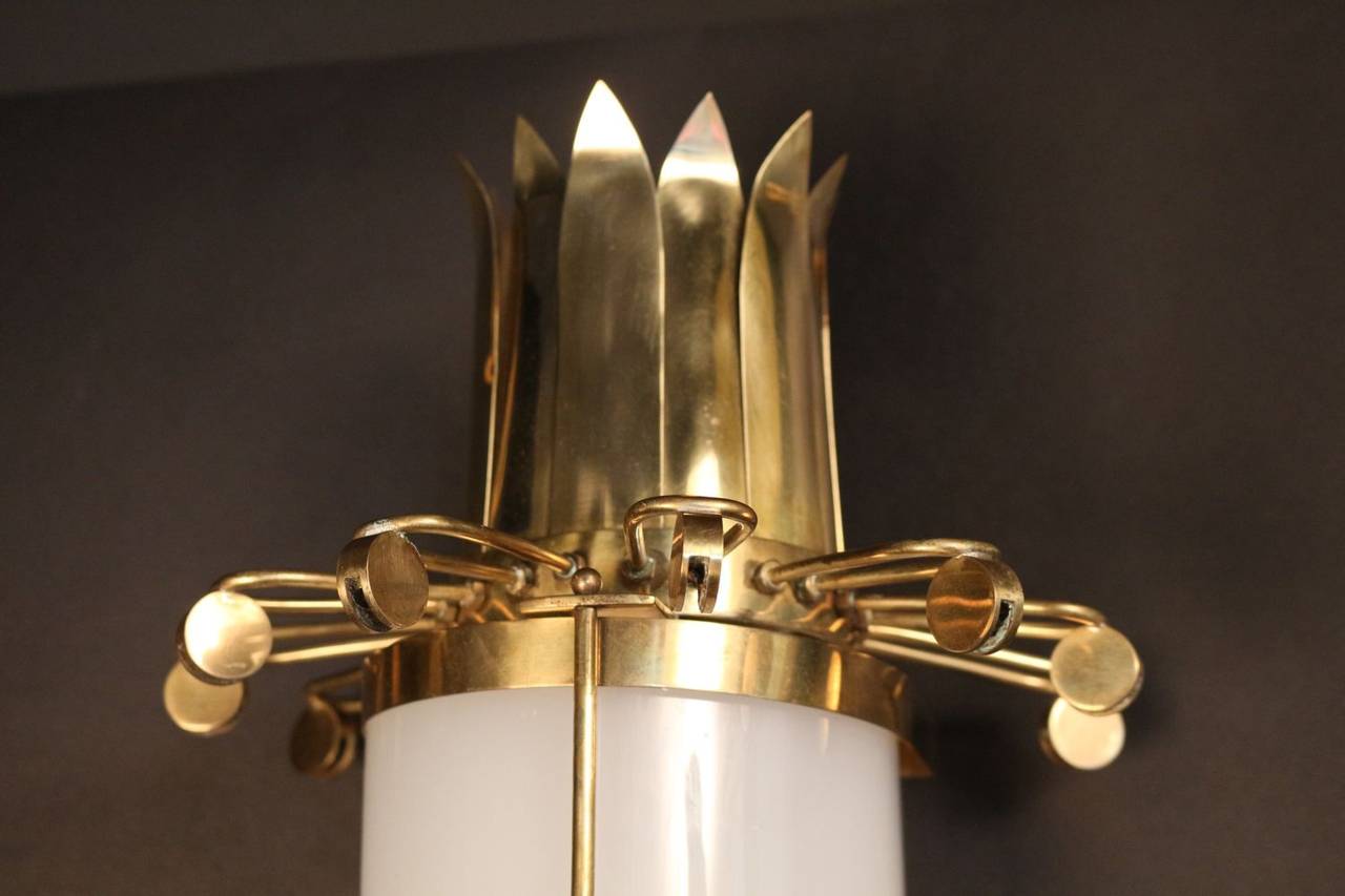 Gilt Set of Three Large 1950s Sconces by Maison Lunel