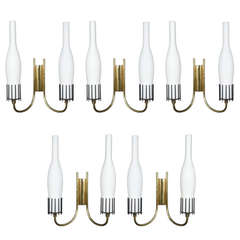 Set of Five 1950s Maison Stilnovo Sconces